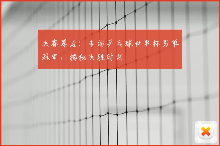 决赛幕后：专访乒乓球世界杯男单冠军，揭秘决胜时刻